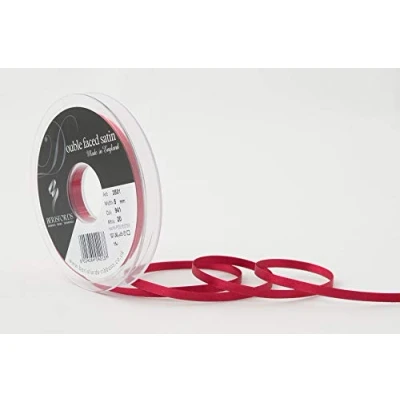 Image of Berisfords Double FACE Poly Satin Ribbon, Cardinal, 5 mm