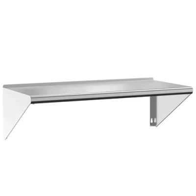 Image of vidaXL Silver Stainless Steel Floating Wall Shelf 100x45x31 cm, Durable Mounted Storage Rack with Raised Edge for Home, Kitchen, Bedroom, Living Room, Hotels