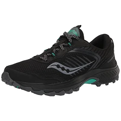 Image of Saucony Women&#039;s Excursion TR15 Trail Running Shoe, Black/Jade, 8.5 Wide