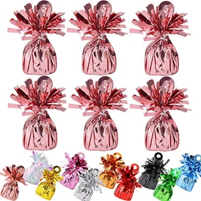 Image of 6 Pack Heavy Balloon Weights Foil Helium Latex Weight Fountain Table Floor Tassle Cone 170g/pc Birthday Party Accessory (Weight Rose Gold)