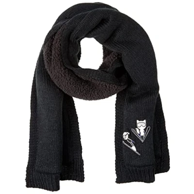 Image of KARL LAGERFELD Women&#039;s Apres Ski Knit Scarf, Black, One Size
