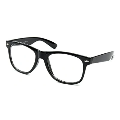 Image of retroUV® Clear Retro Style Oversized Black Frame Nerd Geek Glasses