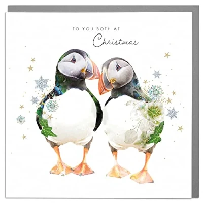 Image of Lola Design Special Couple Christmas Card Blank Cards and Envelopes Puffins