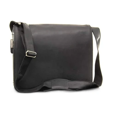 Image of VISCONTI Men&#039;s Leather Messenger Shoulder Bag Extra Large 15 to 16 inch Laptop Work for A4 Notebooks 16054 HARVARD XL Oil Black
