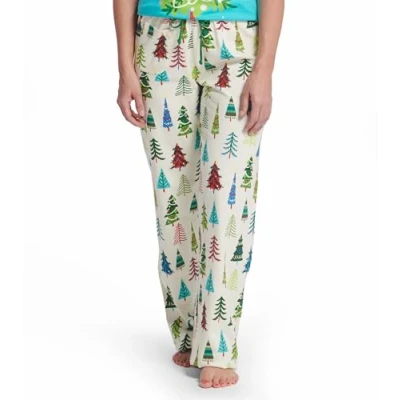 Image of Little Blue House Women&#039;s Jersey Pants Pyjama Bottoms Pajama, Christmas Trees, Small