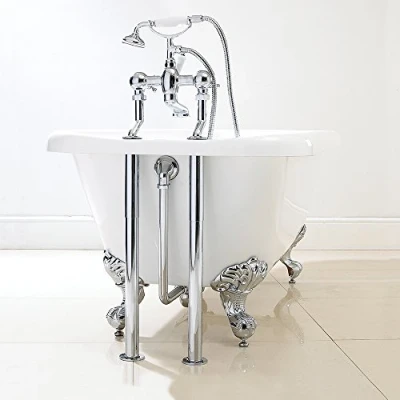 Image of Chrome Free Standing Bath Pack (inc Waste with Plug, Exposed Pipes &amp; Shallow Seal Trap)