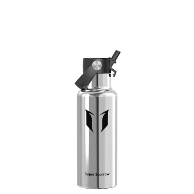 Image of Super Sparrow Water Bottle Stainless Steel 18/10 Ultralight Metal 500ml Insulated Bottles with Straw Lid Flask for Gym, Travel, Sports