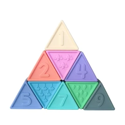 Image of Jellystone Designs Triblox Stacking Teether. Pastel Coloured Silicone Teething Stacker Toy. Pastel. Suitable for Boys &amp; Girls 9 months +