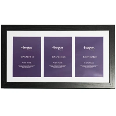 Image of Hampton Frames COLUMBIA 3 5x7 (13x18cm) Black Multi Aperture Plexi (Non Glass) COL375BKPX