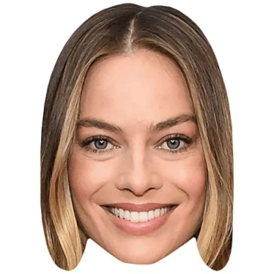 Image of Margot Robbie (Long Hair) Celebrity Mask, Flat Card Face, Fancy Dress Mask