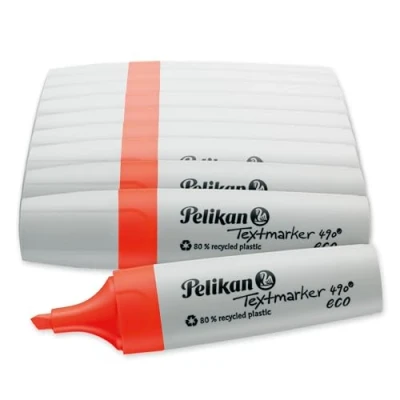 Image of Pelikan 823388 Highlighter 490 Eco Neon Red Pack of 10 in Folding Box