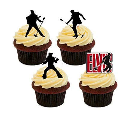 Image of Made4You Elvis Presley Silhouettes, Edible Cupcake Toppers Stand up Wafer Cake Decorations (Pack of 24)