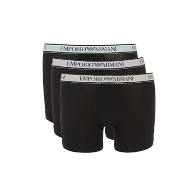 Image of Emporio Armani Men&#039;s Stretch Cotton Core Logoband 3 Pack Boxer, Black/Black/Black, XL (Pack of 3)