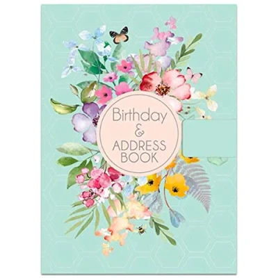Image of Tallon (7574) A5 Size Address &amp; Birthday Book Satin Fabric Floral Design Magnetic Closure (21x15cm)