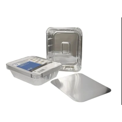 Image of Jena 12 Large Foil Trays with Lids, Silver, 312mm x 252mm 61mm, Kitchen