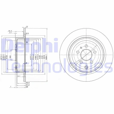 Image of 1618861180, 4246J5, 4246J6, 9566928380, E169119 Brake disc DELPHI BG3049 295mm 10mm 5 solid Oiled Untreated FIAT: Ulysse II, I