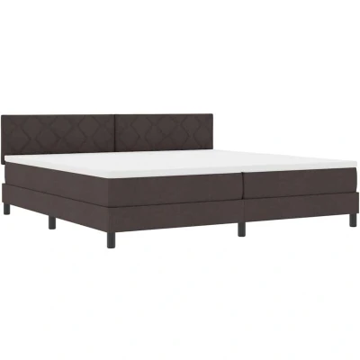 Image of vidaXL Box Spring Bed with Mattress &amp; LED Dark Brown 200x200 cm Fabric