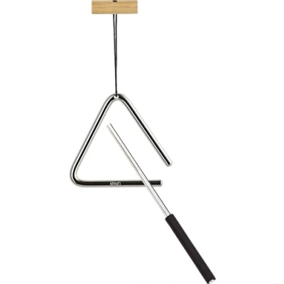 Image of Nino Percussion Triangle Musical Instrument Small with Beater for Children from 4 Years Steel and Wood, Natural (NINO550)
