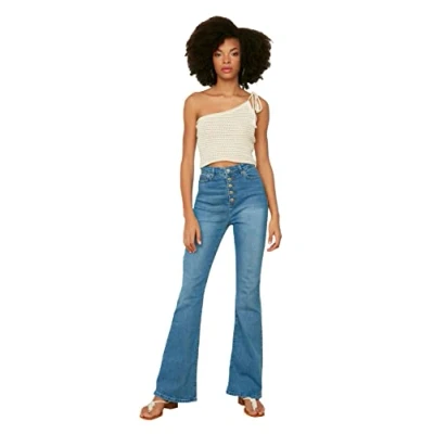 Image of Trendyol FeMan High Waist Wide Leg Flare Jeans