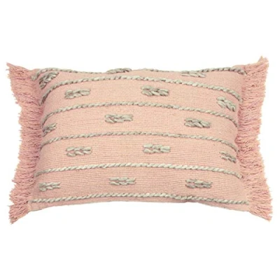 Image of furn. Sigrid Fringed Scandi Recycled Yarn Feather Filled Cushion Blush Cotton One Size