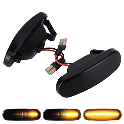 Image of Smoked Indicators for Fiat Punto， 2pcs Led Amber Side Marker Light Indicator Lens Turn Signal Lamp Assembly 51717793 51942933 Fit Fort Panda 169 Grande Punto 199 Smoke, Car Lights
