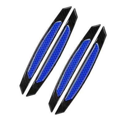 Image of WeFoonLo 4pcs Black Carbon Fiber Auto Car Door Bump Protector Sticker for SUV Pickup Truck (Blue)