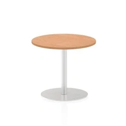 Image of Italia 600mm Poseur Round Table Oak Top 725mm High Leg