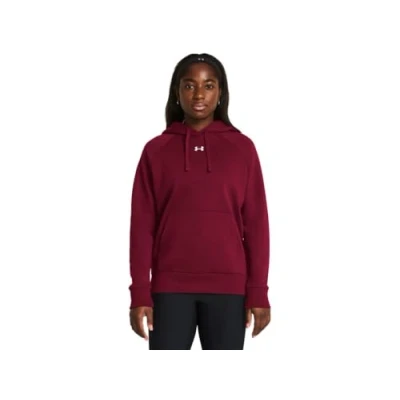 Image of Under Armour Women&#039;s Rival Fleece Hoodie, (625) Cardinal / White, Large