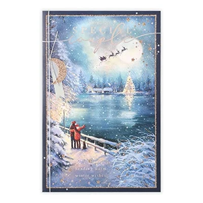 Image of Clintons: Special Couple At Winter Water Scene Christmas Card, Multi Colour, 155 x 235, 1182039