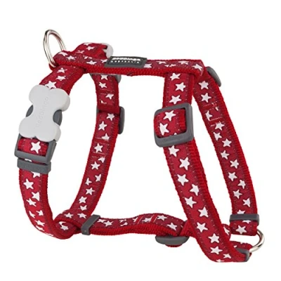 Image of Red Dingo Classic Dog Harness Design, Stars White on Red, X Small 12mm