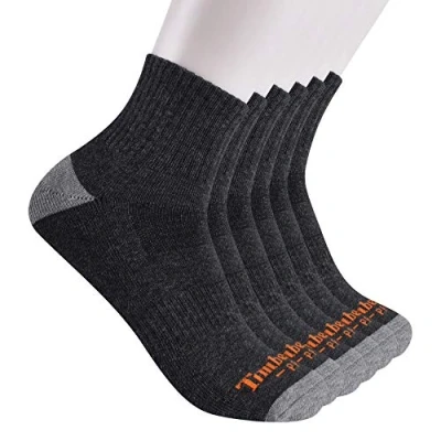 Image of Timberland PRO Men&#039;s 6 Pack Performance Quarter Length Socks Casual, Charcoal Heather, Large (Pack of 6)
