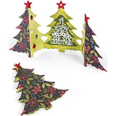 Image of Sizzix &quot;Card Christmas Tree Fold by Jen Long&quot; Thinlits Die Set, Multi Colour, Pack of 6