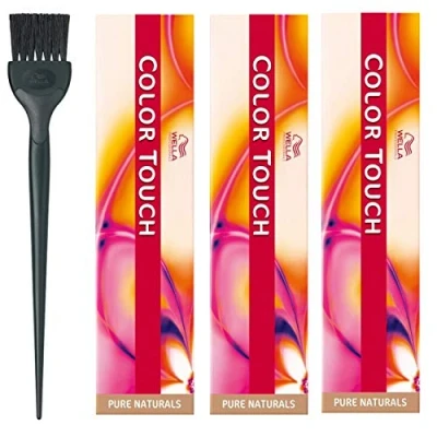 Image of Wella Color Touch Pure Naturals 4/0 Pack of 3 Medium Brown 60ml and Brush