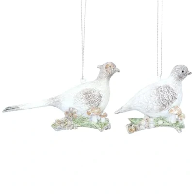Image of Gisela Graham Cream Resin Partridge Decoration Set of 2