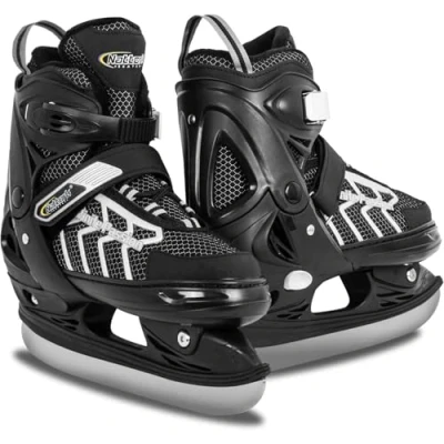 Image of Nattork Adjustable Toddler Ice Skate for Boys Soft Padding and Reinforced Ankle Support Grey Hockey Skates