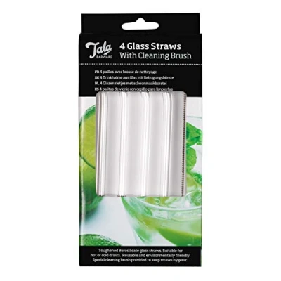 Image of Tala Barware Toughened Glass Drinking Straws, Suitable for hot and Cold Drinks