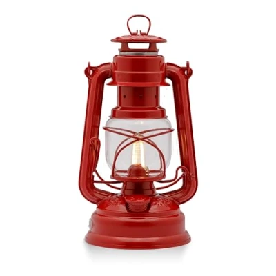 Image of Feuerhand LED Camping Lantern 276 Battery/Rechargeable Light for Tents, 2700K Warm White Dimmable Outdoor Lantern, Ruby Red, 18 Day Runtime, Indoor/Outdoor Use
