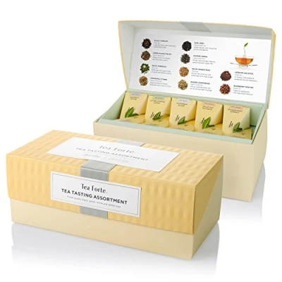 Image of Tea Forte Presentation Box Sampler with 20 Handcrafted Pyramid Infusers Black Tea, White Green Herbal