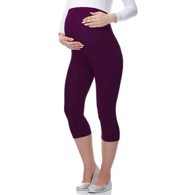 Image of Be Mammy Women&#039;s Maternity 3/4 Leggings 03(Plum, XL)