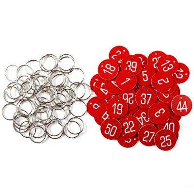 Image of Sourcemall Plastic ID Number Tags Key with Rings (101 200, Red)