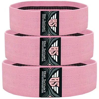 Image of Fabric Resistance Bands Exercise Band Workout Fitness for Hips &amp; Glutes Non Slip Booty Women Men Beginners Athletes Strength Training Yoga Pilate (Pink, 3 Resistance)