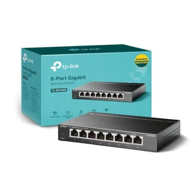 Image of TP Link 8 Port Gigabit Network Switch, Ethernet Splitter, Hassle free Silent Operation, Energy Saving, Metal Case, Desktop or Wall Mount (TL SG108S)