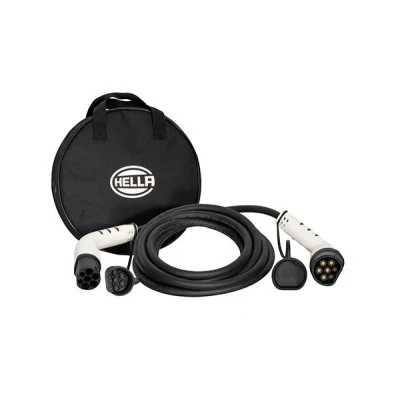 Image of HELLA 8KE 358 255 071 Type 2 Charging Cable 22 kW for EV Electric Cars and Plug in Hybrid 3 Phase 32 A 6 Metres Mode Car White