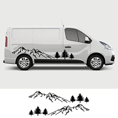Image of RWRAPS Car Mountains Graphics Stickers Camper Van Motorhome Body Both Side Decor Vinyl Film Decals,Fit for Renault Trafic Accessories