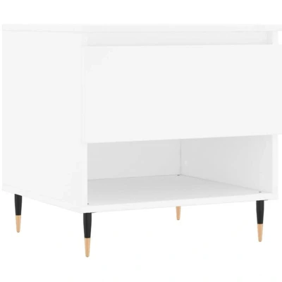 Image of vidaXL White Engineered Wood Coffee Table with Storage Drawer, Metal Legs, Durable Couch Side for Living Room