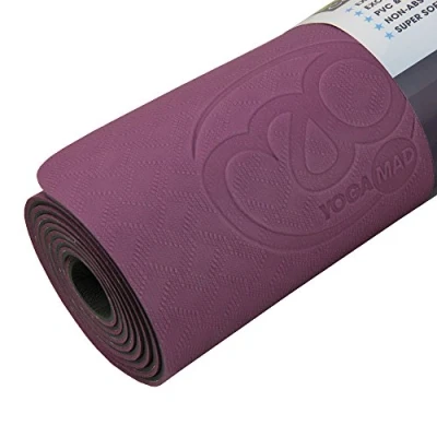 Image of Yoga Mad Evolution Mat Non Slip TPE Exercise with Carry Strap 183cm x 60cm 4/6mm Used for Pilates, Yoga, Stretching, Home Workouts and General Fitness