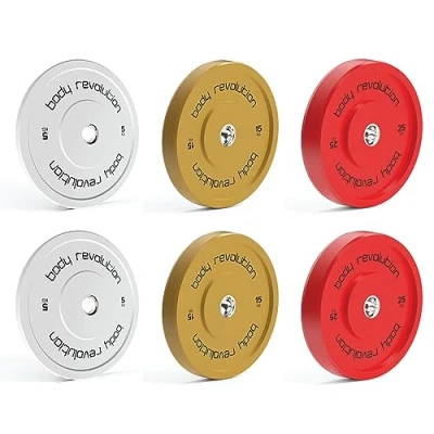 Image of BODY REVOLUTION Olympic Weight Plates for 2&quot; Barbells Solid Colour Rubber Bumper Plates, Home Gym Equipment Strength Training Workouts