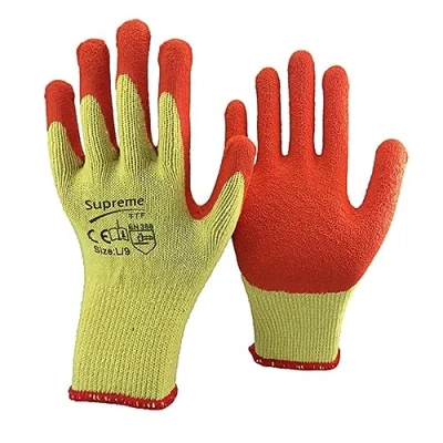 Image of 24 Pairs Latex Coated Orange Rubber Work Gloves Mens Safety Grip Builders Gardening (XL (10))