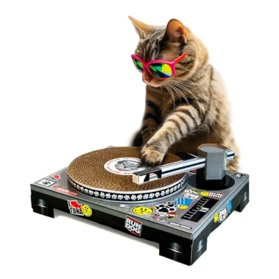 Image of Suck UK Cat Scratcher DJ Decks Cardboard Scratchers Funny Scratching Board Mat Interactive Toy &amp; Kitten Toys Furniture Gifts Novelty For Cats