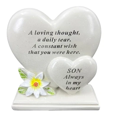 Image of Special Son Graveside Memorial Double Heart Grave Plaque Ornament Decoration